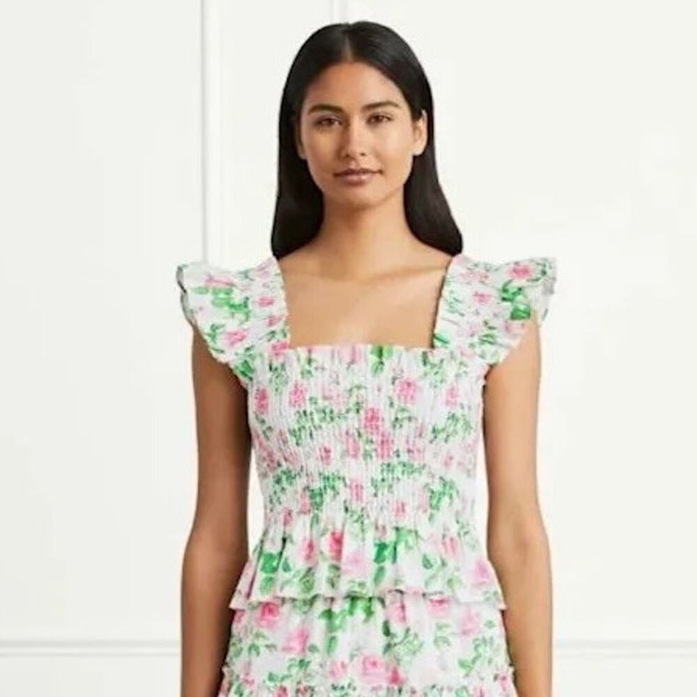 Hill House The Paz Nap Top in Pink Roses XL